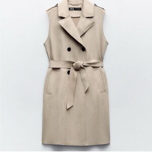 ZARA NWT FAUX SUEDE LONG VEST XS